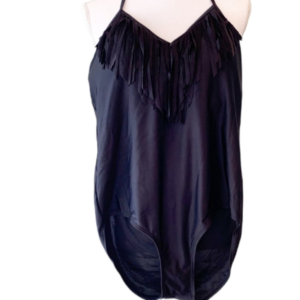 Bobbie Brooks One Piece Padded Swimwear Swimsuit With A Fringy Front Size 1X